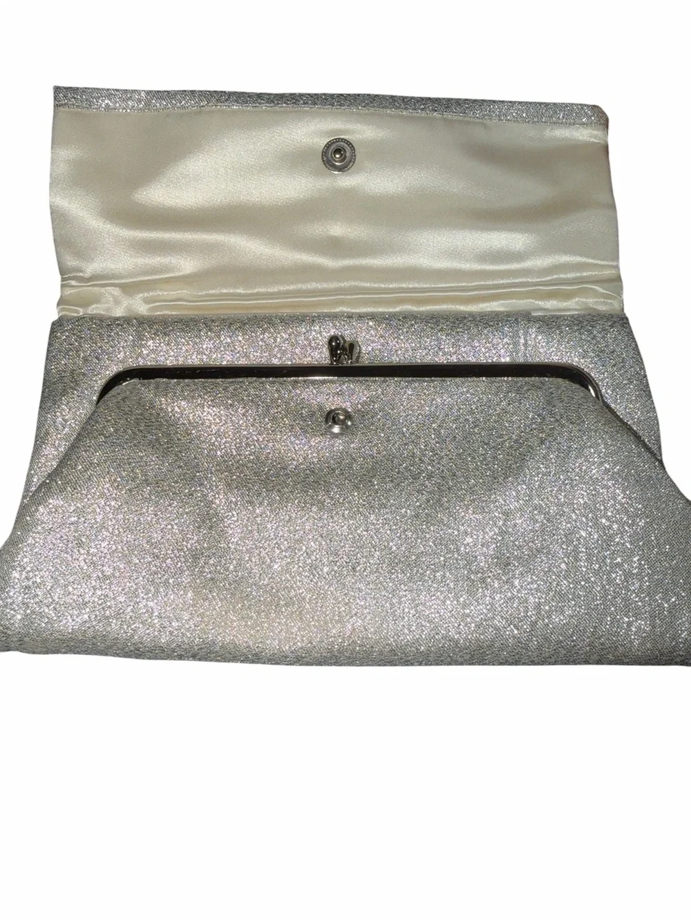 Vintage Lady Buxton Silver Sparkle Fold-Over Clutch